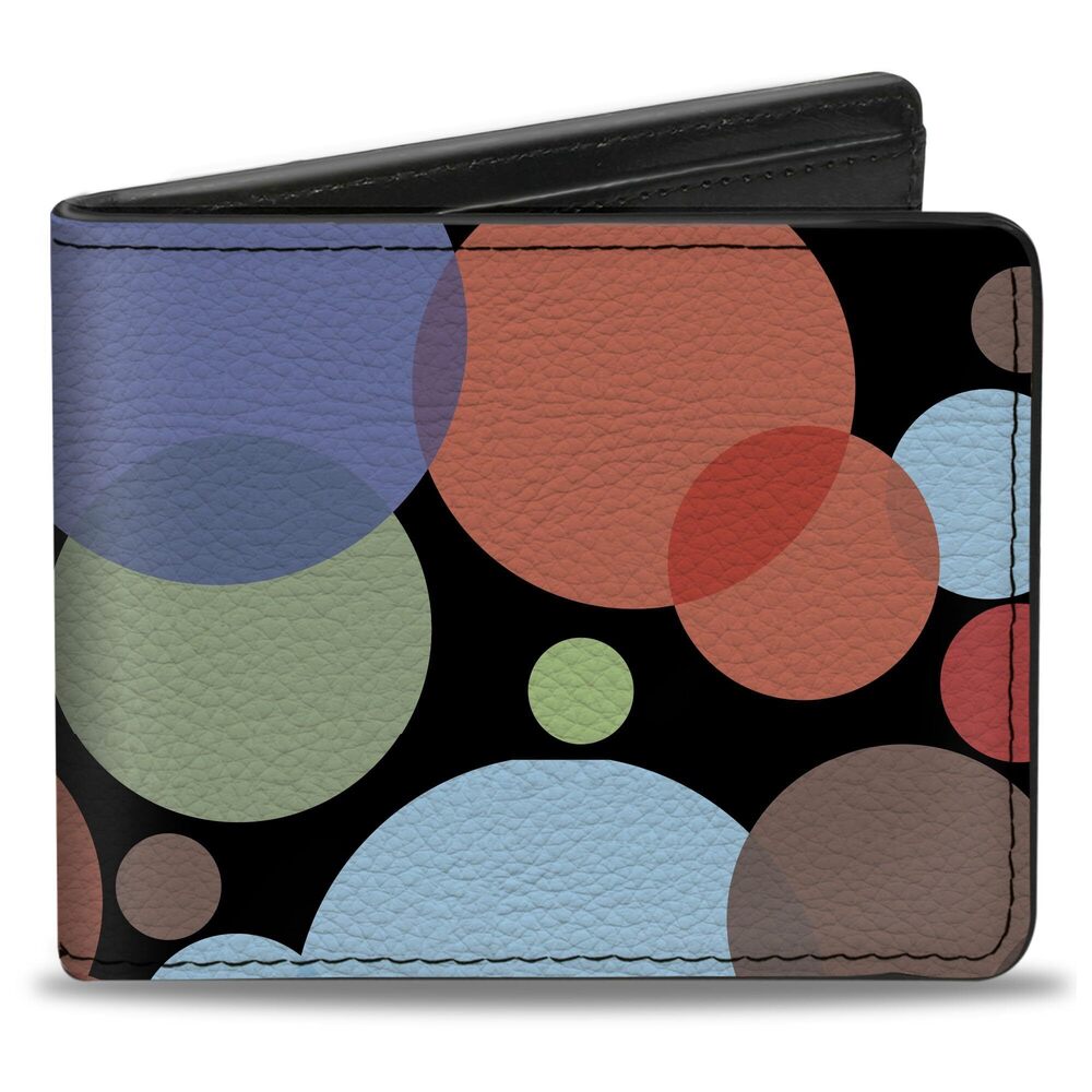 3990 Wallet Bifold Dots White Transparent Multi Color Vegan Leather - Picture 1 of 8